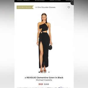 Michael Costello Black One-Shoulder Gown
